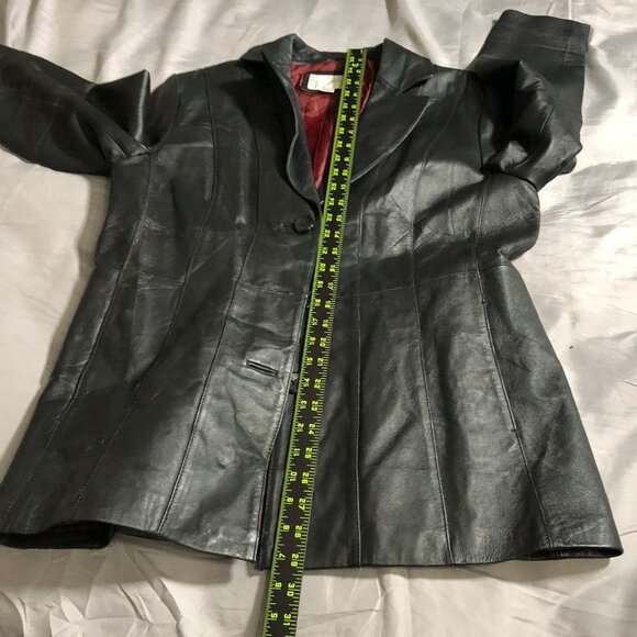 Worthington Womens Moto Blazer Leather Jacket Large Black Three-Button Collared - Picture 8 of 16